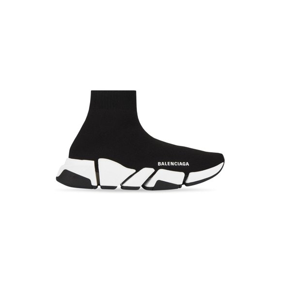 Worn Once! WOMEN'S SPEED 2.0 RECYCLED KNIT SNEAKER BICOLOR SOLE IN BLACK/WHITE - Picture 12 of 13